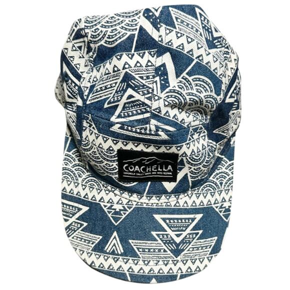 Official Coachella Hat Collection Aztec Patterned Blue White Unisex One Size - Picture 1 of 7